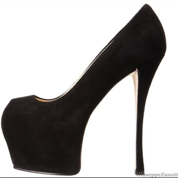 Giuseppe Zanotti Liza ultra high platform heels black suede peep toe luxury - Picture 3 of 11